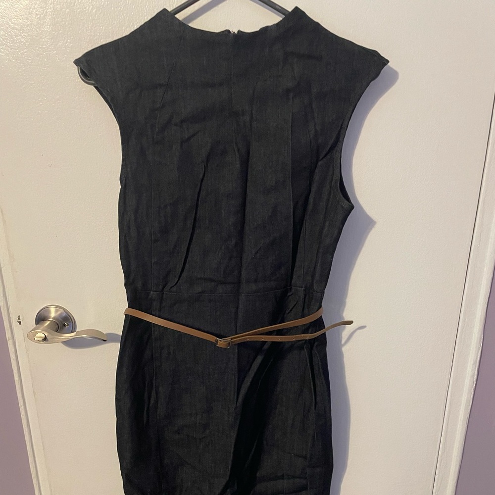 Denim midi dress with slit